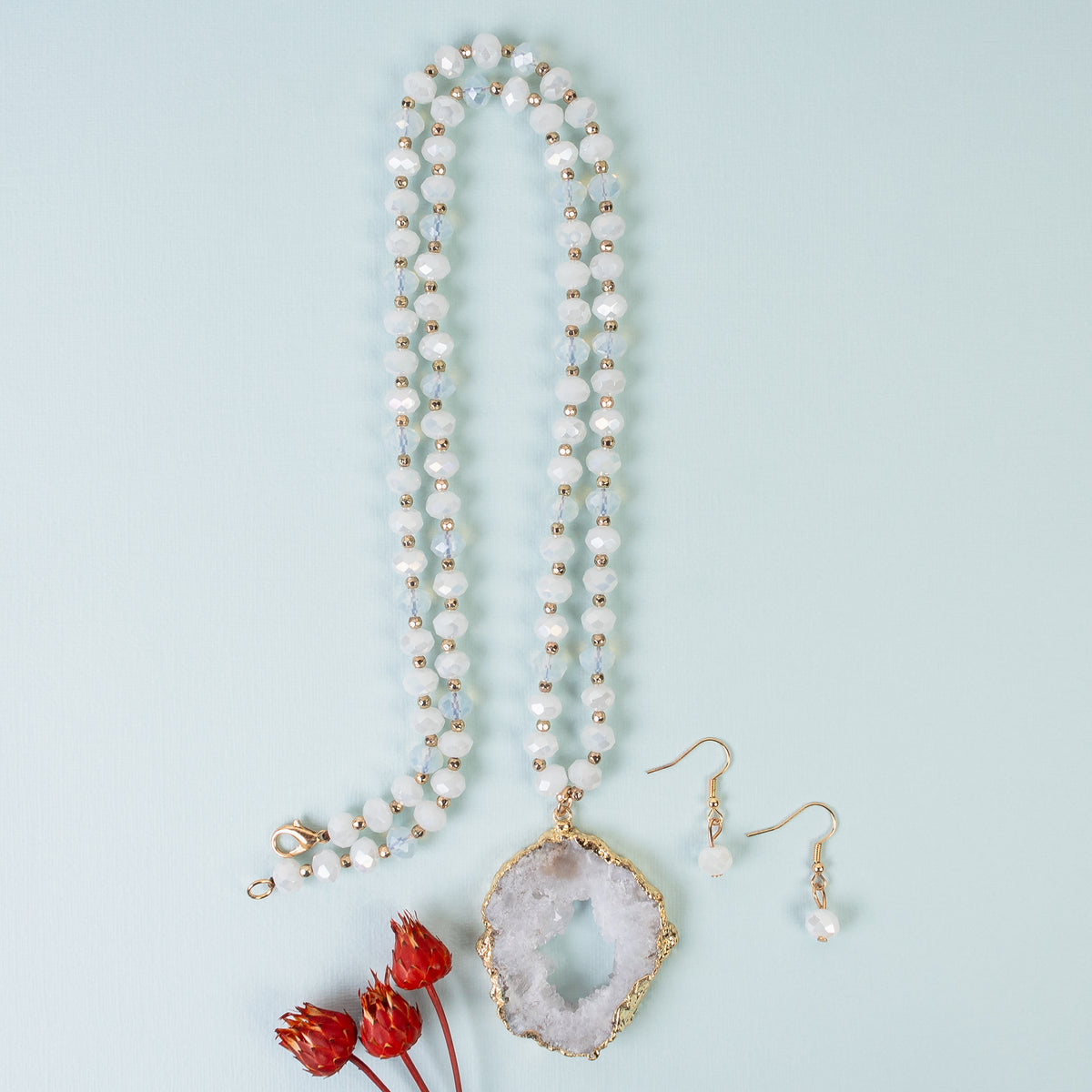 72977 - Natural Stone Necklace - White