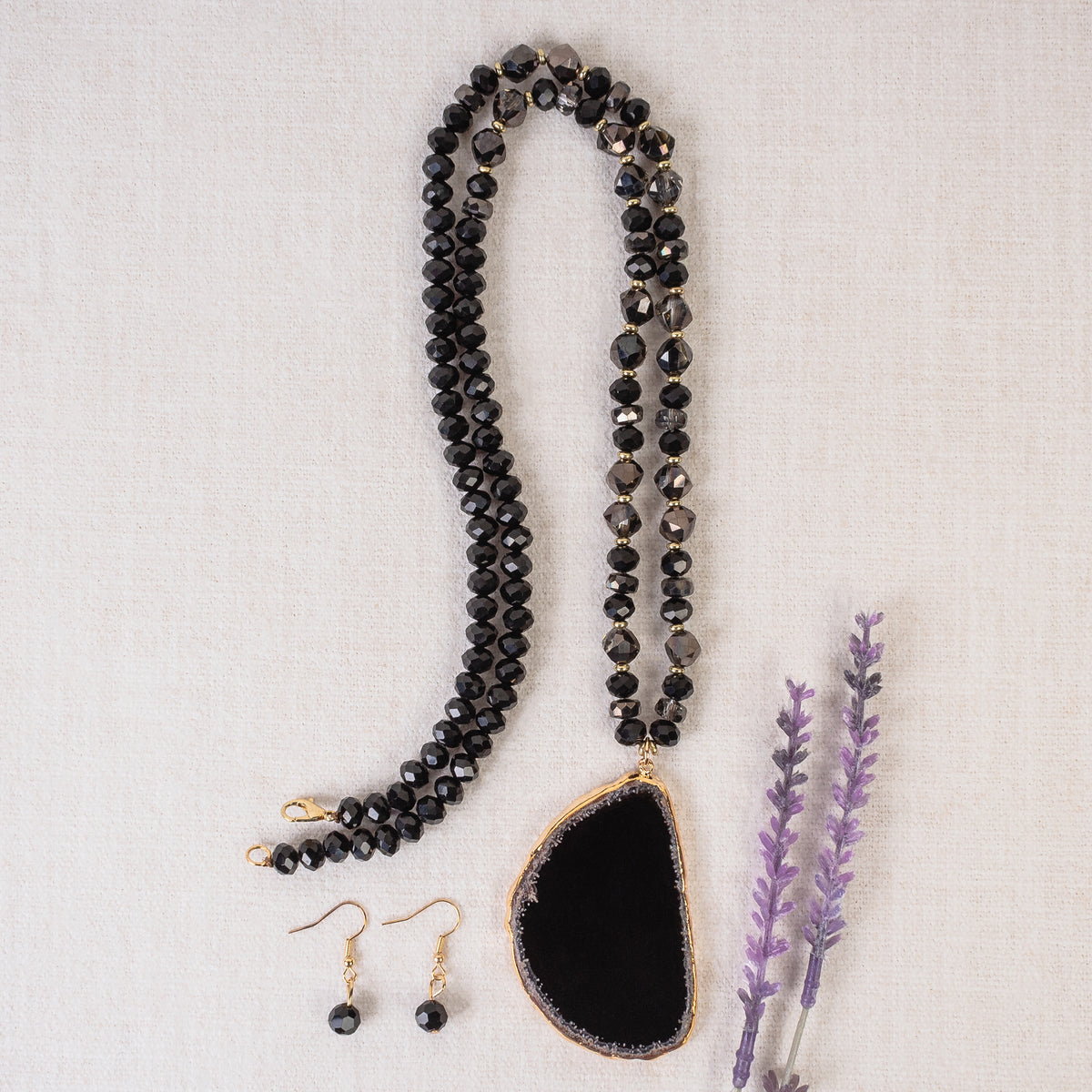 72978 - Natural Stone Necklace - Black