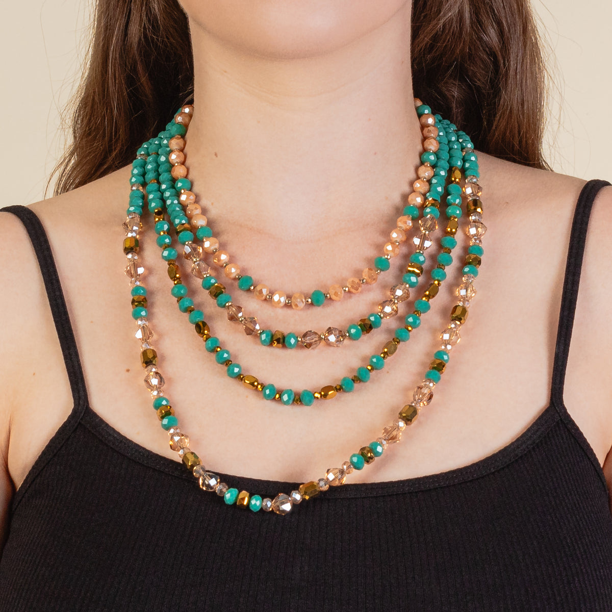 72983 - Layered Beaded Necklace - Turquoise