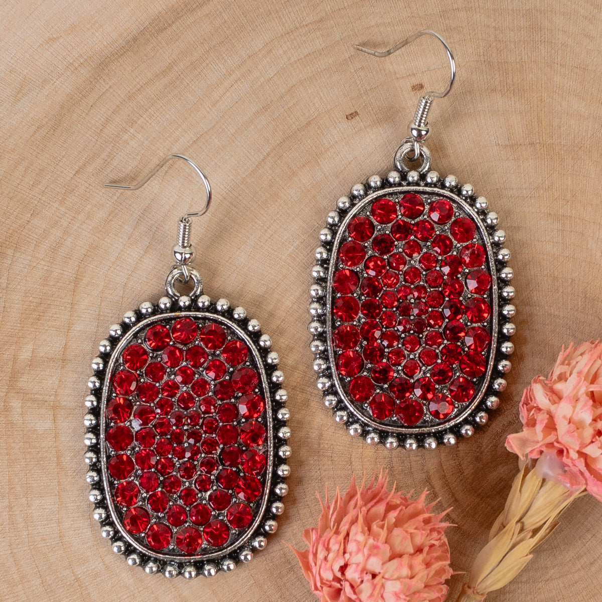 73249 - Crystal Drop Earrings - Red