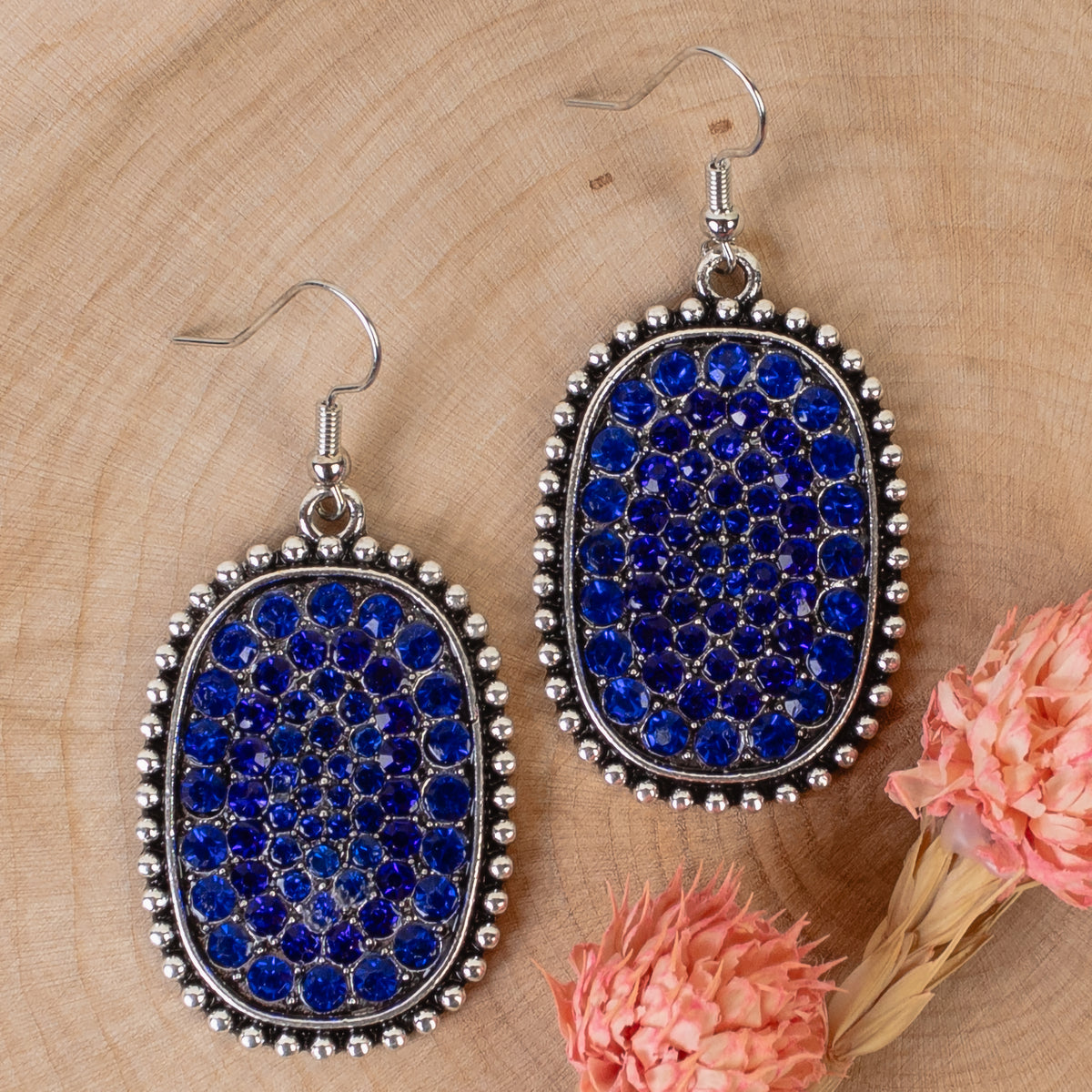 73249 - Crystal Drop Earrings - Royal Blue