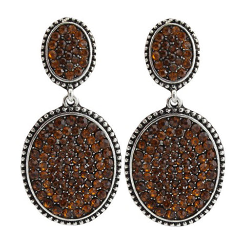 73398 - Crystal Pendant Earrings - Burnt Orange