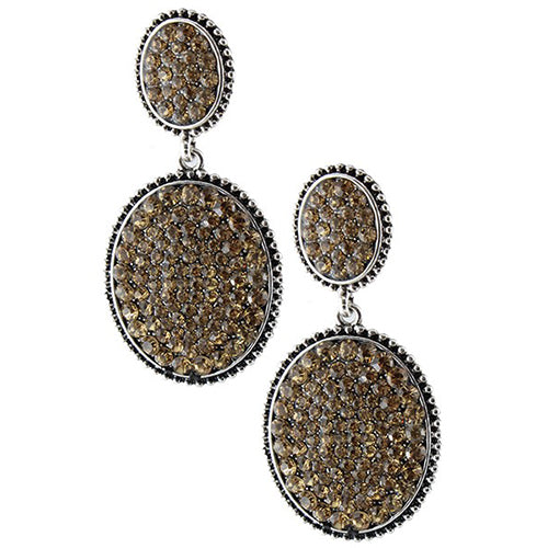 73398 - Crystal Pendant Earrings - Gold