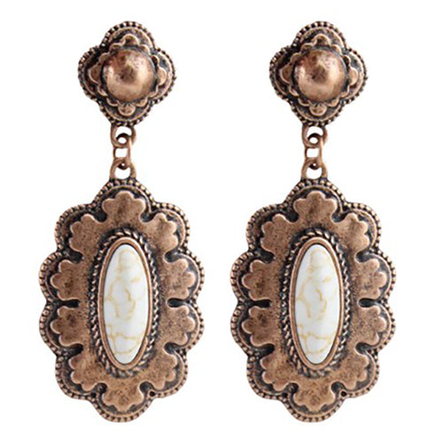 73767 - Squash Blossom Earrings - Ivory & Copper