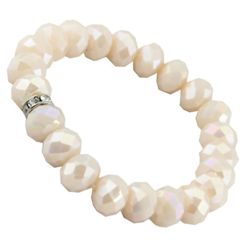 74386 - Trendy Stretch Bracelet with Crystals - Beige