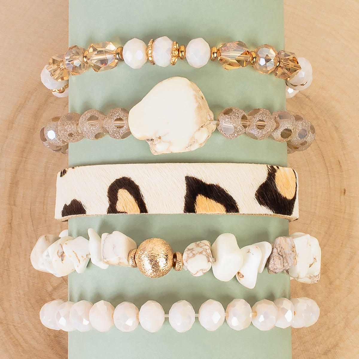 74710 - Stacked Crystal Bracelets - Ivory