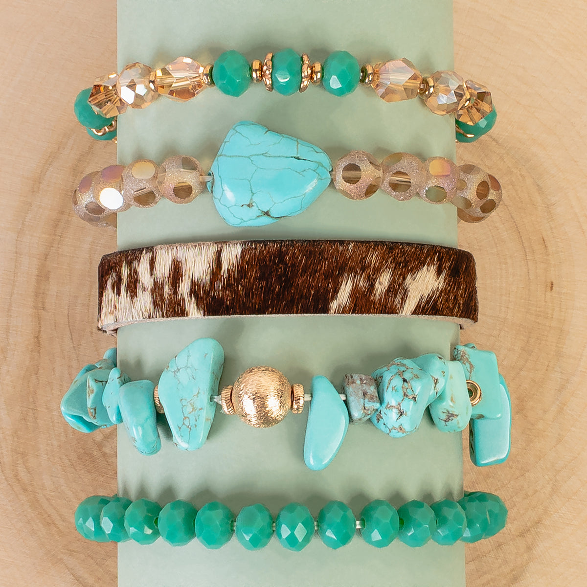 74710 - Stacked Crystal Bracelets - Turquoise
