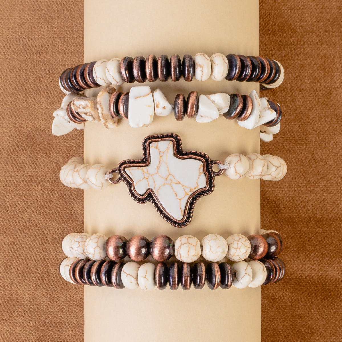 74764 - Texas Stacked Bracelets - Ivory & Copper