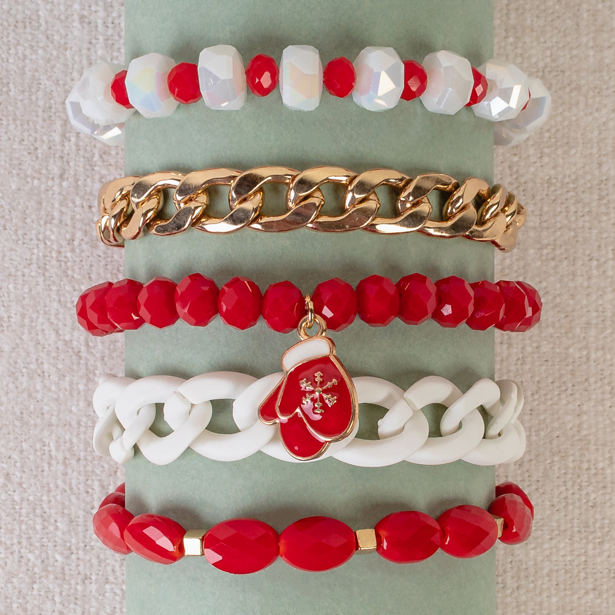 74783 - Beaded Stacked Bracelets - Red