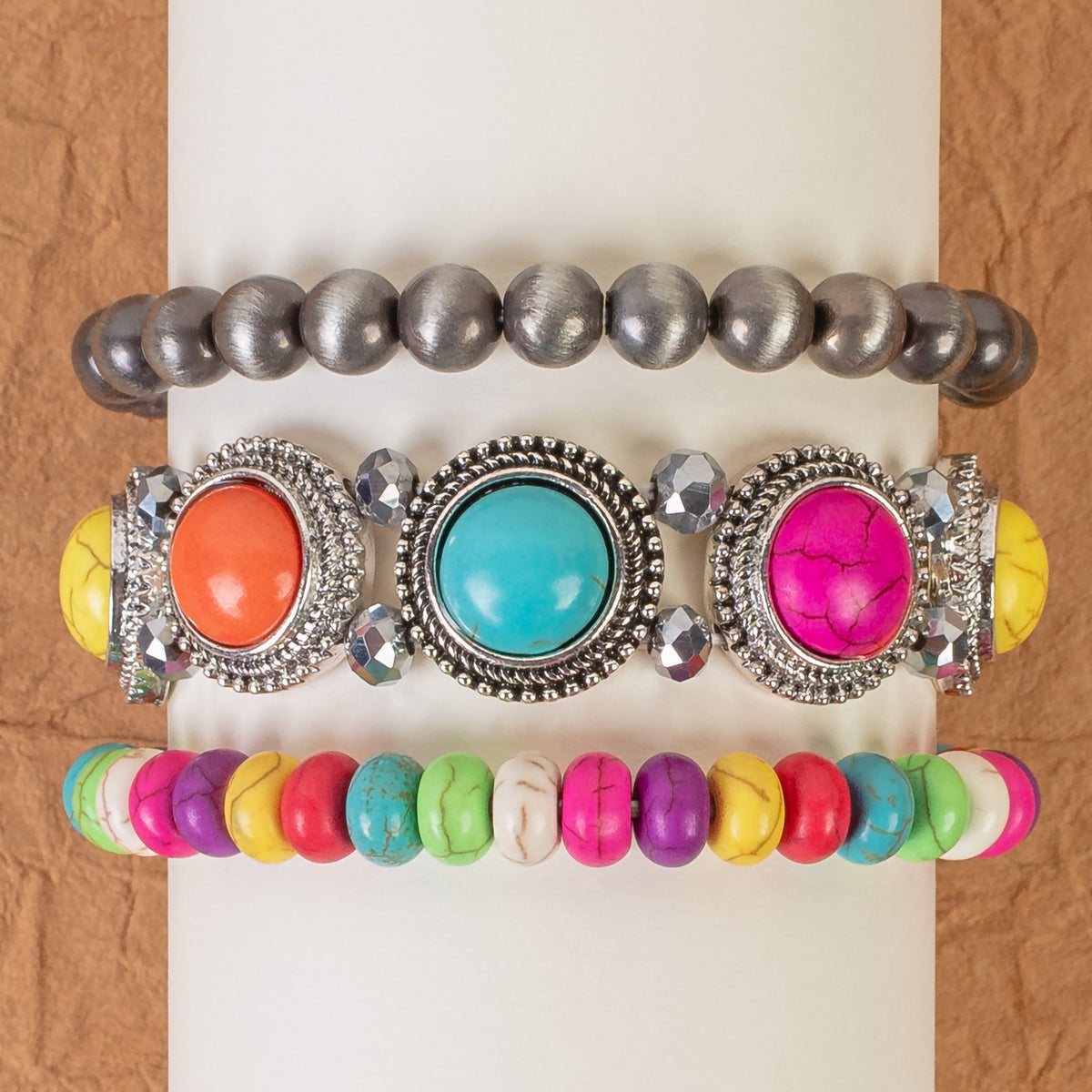 74786 - Squash Blossom Stacked Bracelets - Multi