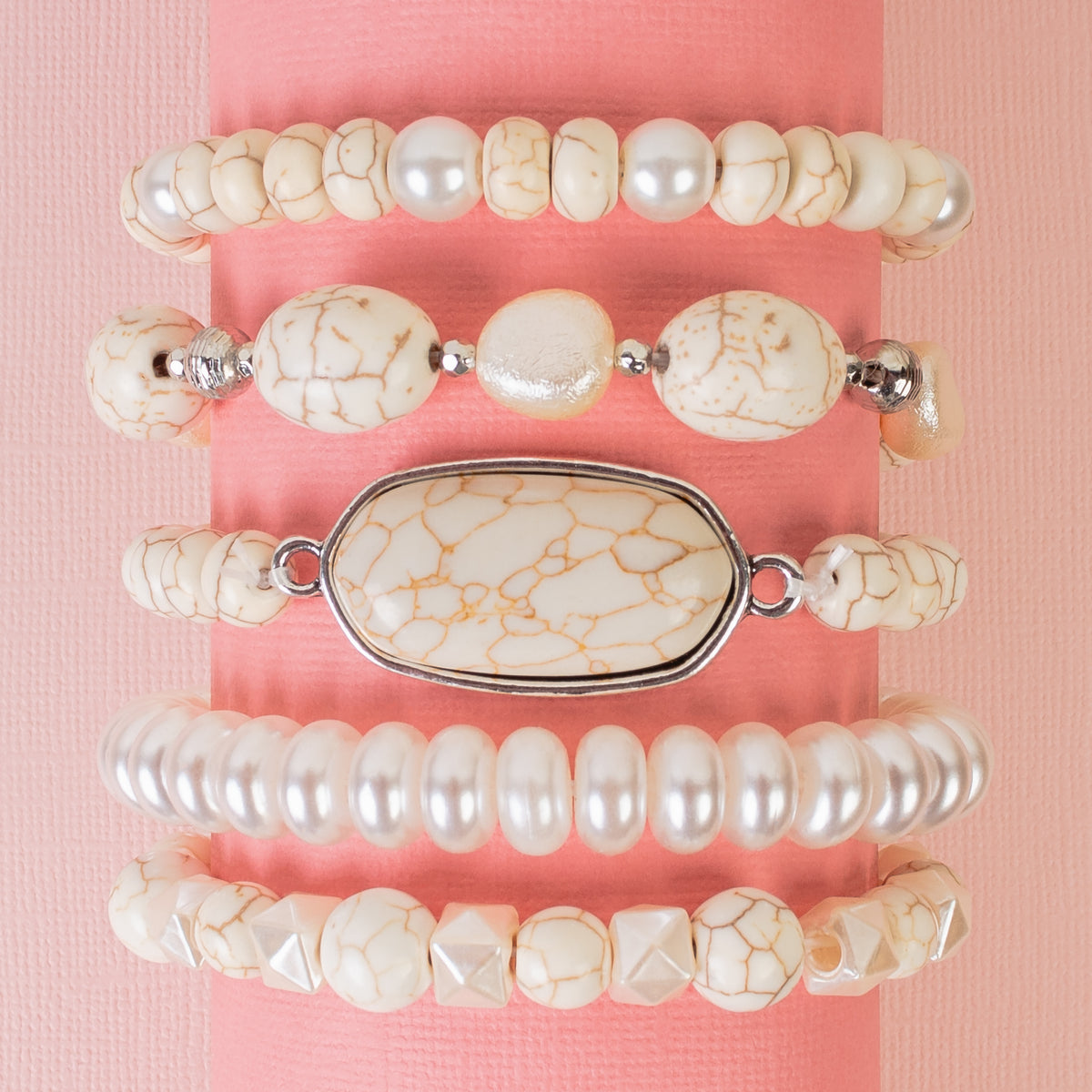 74794 - Squash Blossom Stacked Bracelet - Ivory