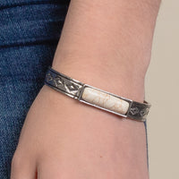 Load image into Gallery viewer, 74807 - Squash Blossom Cuff Bracelet - Ivory &amp; Silver
