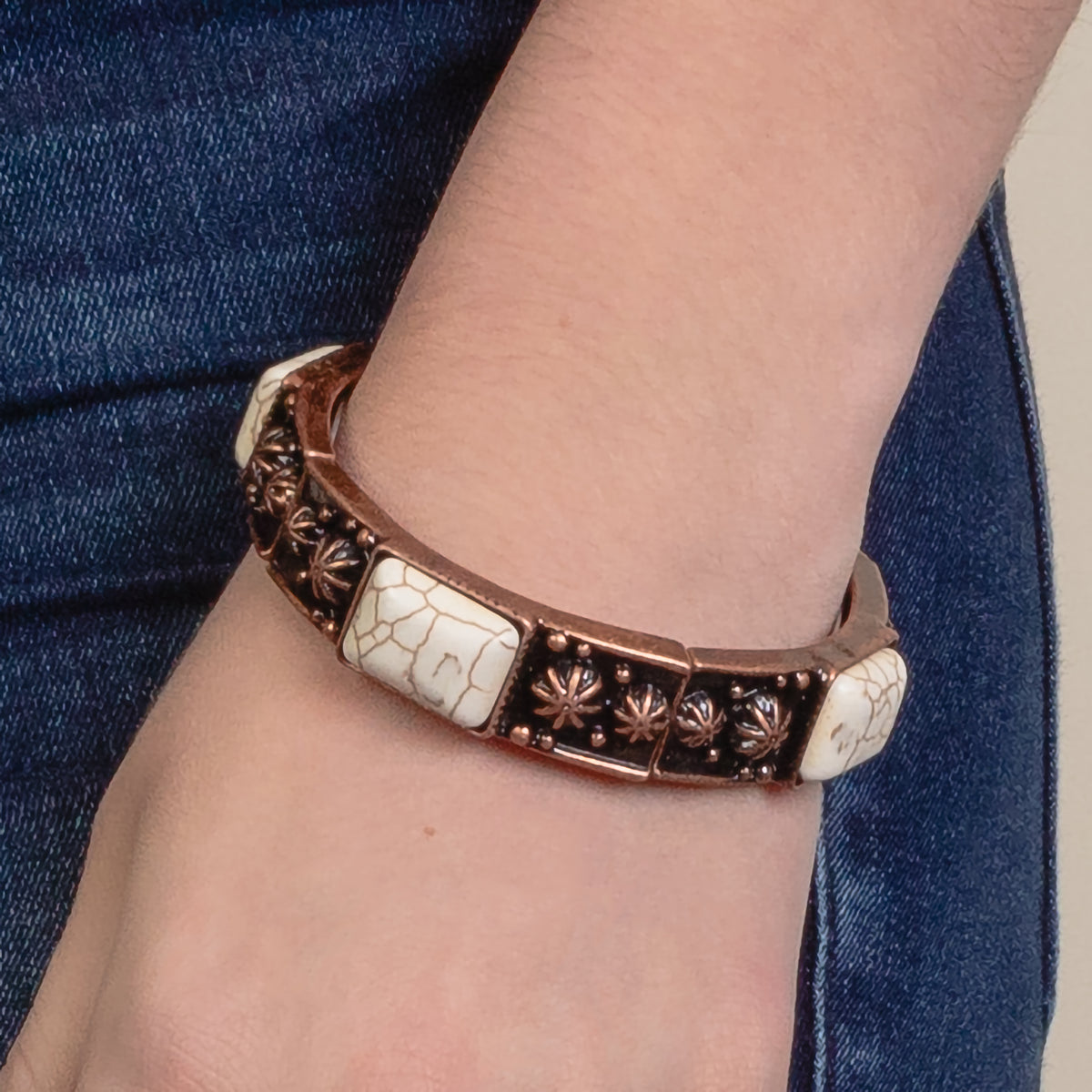 74810 - Squash Blossom Bracelet - Ivory & Copper