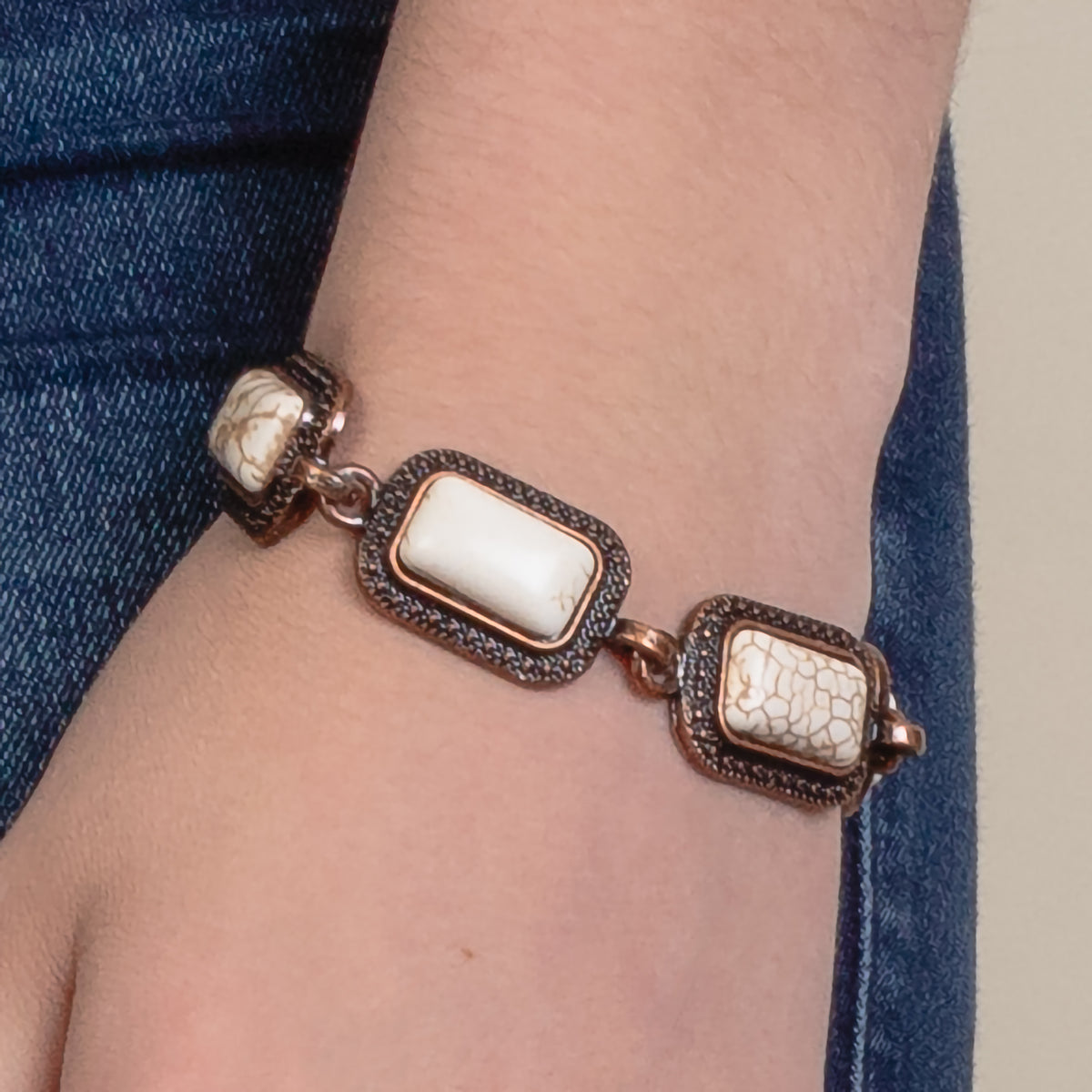 74813 - Squash Blossom Bracelet - Ivory & Copper