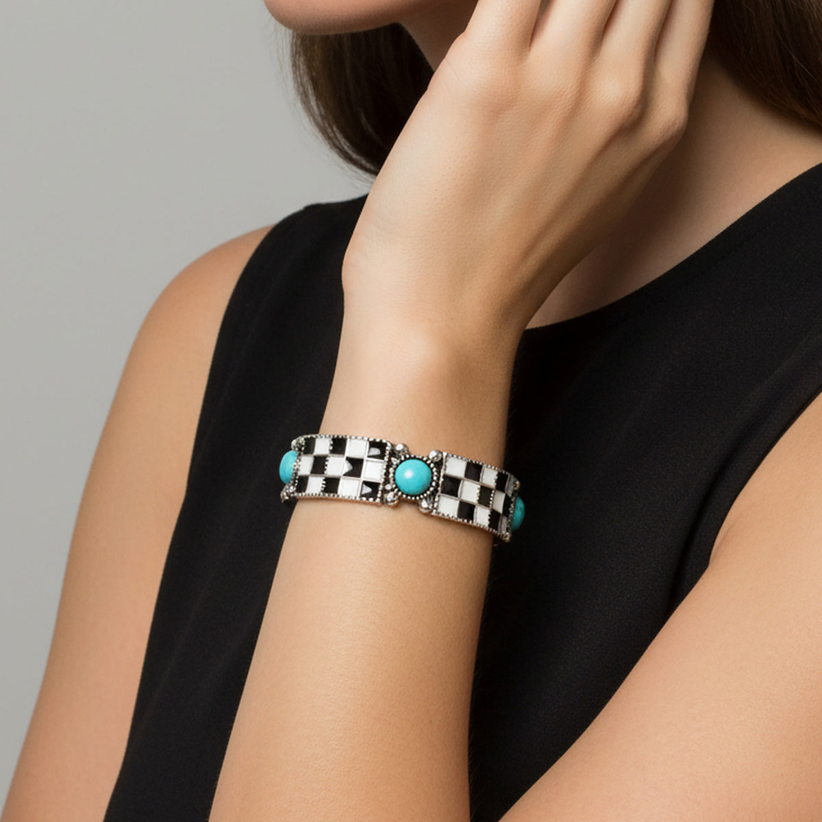 74860 - Checkered Bracelet - Black & White