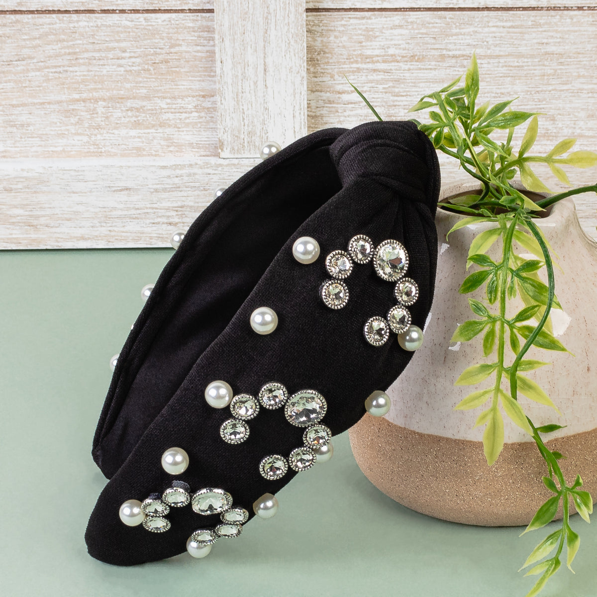 79002 - Crystal Squash Blossom Headband - Black