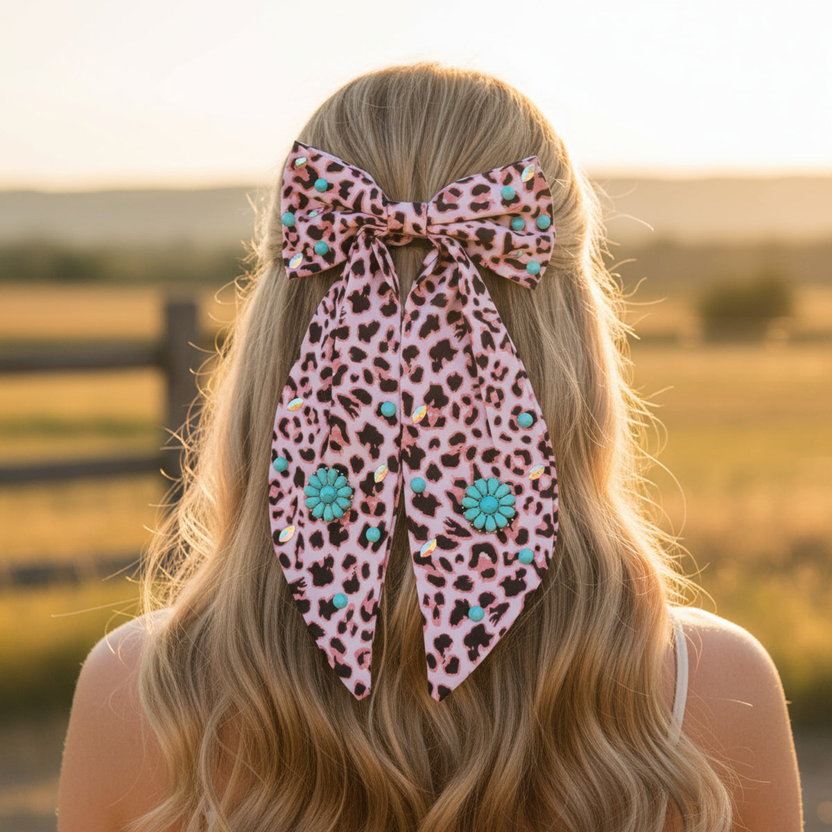 79060 - Animal Print Bow Hair Clip - Pink