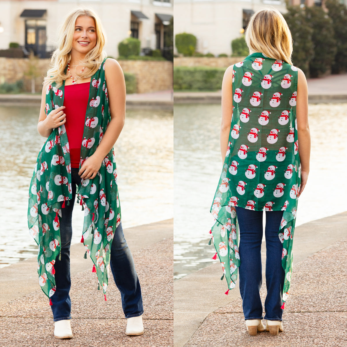 7923 - Snowman Christmas Holiday Print Vest