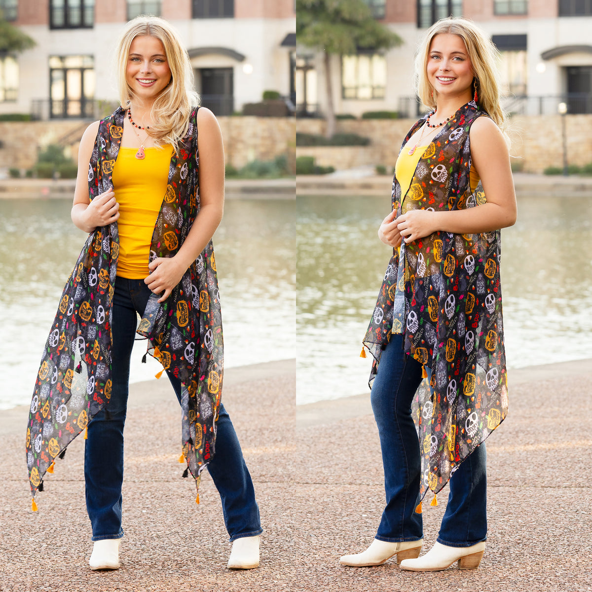 7924 - Trick or Treat Halloween Print Vest