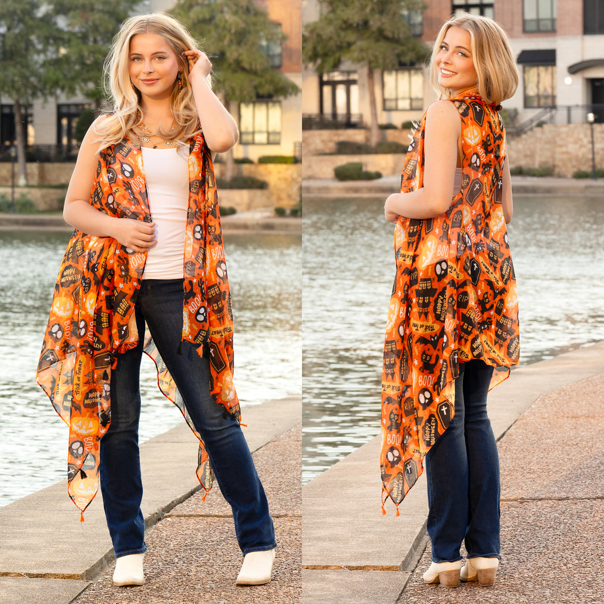 7925 - Boo! Halloween Print Vest