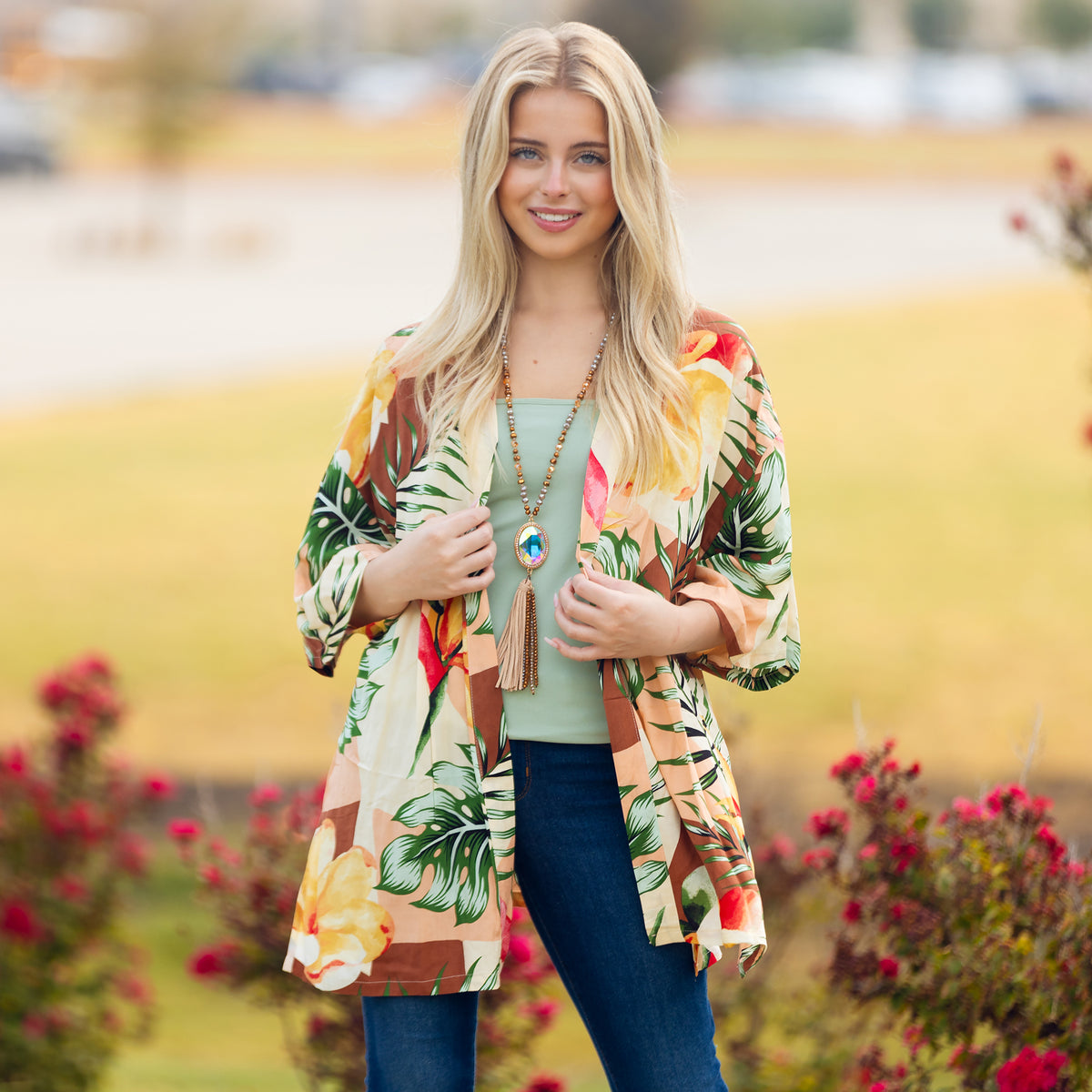 8925 - Tropical Print Duster