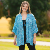 Load image into Gallery viewer, 8927 - Geometric Print Duster - Blue
