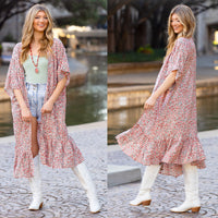 Load image into Gallery viewer, 8933 - Geometric Print Duster - Pink
