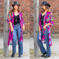 Load image into Gallery viewer, 8935 - Leopard Abstract Print Duster - Fuchsia
