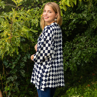 Load image into Gallery viewer, 8949 - Checkered Print Duster - Navy
