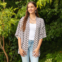 Load image into Gallery viewer, 8947 - Checkered Print Duster - Gray
