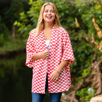 Load image into Gallery viewer, 8946 - Checkered Print Duster - Pink
