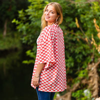 Load image into Gallery viewer, 8946 - Checkered Print Duster - Pink
