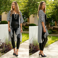 Load image into Gallery viewer, 8950 - Checkered Print Duster - Black
