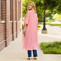 Load image into Gallery viewer, 8951 - Checkered Print Duster - Pink

