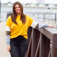 Load image into Gallery viewer, 90400 - Leopard Sleeve Spirit Jersey Top
