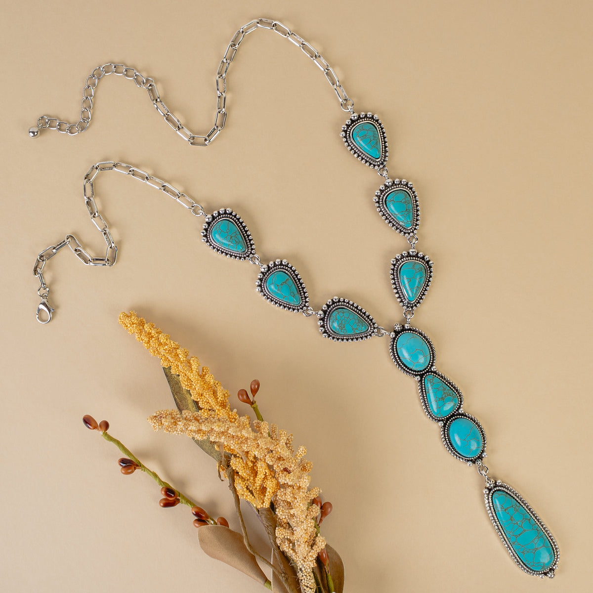 92001 - Squash Blossom Necklace - Turquoise & Silver