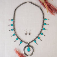 Load image into Gallery viewer, 92003 - Squash Blossom Necklace - Turquoise &amp; Silver
