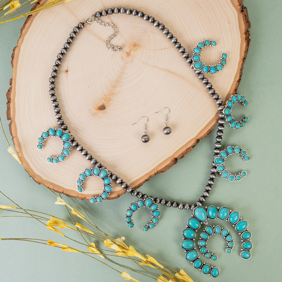 92004 - Squash Blossom Necklace - Turquoise & Silver