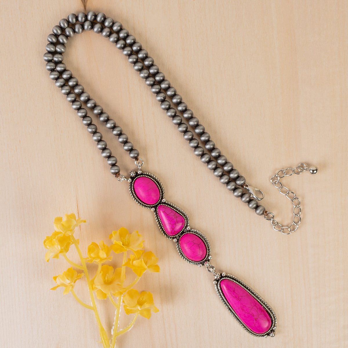 92005 - Squash Blossom Necklace - Fuchsia