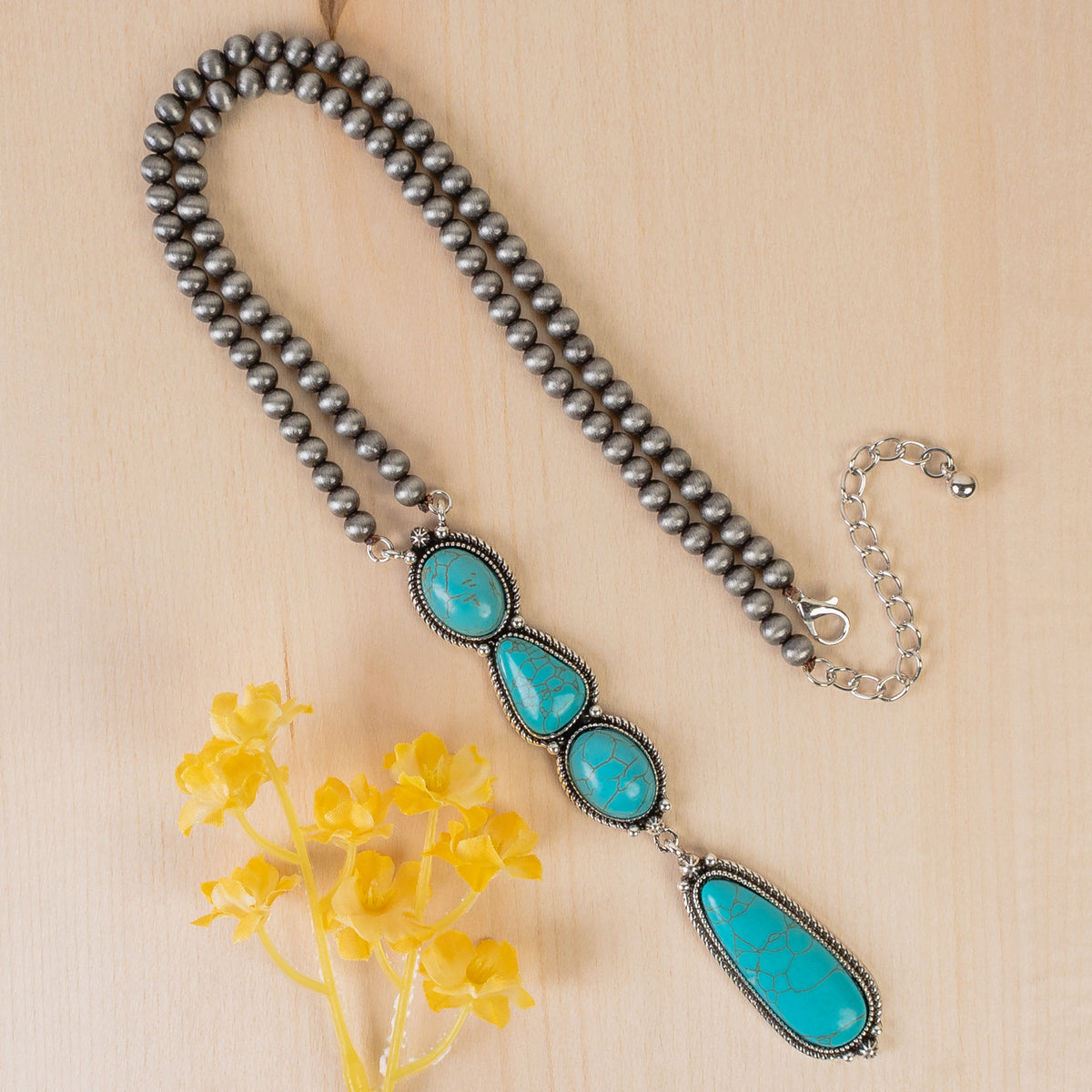 92005 - Squash Blossom Necklace - Turquoise & Silver