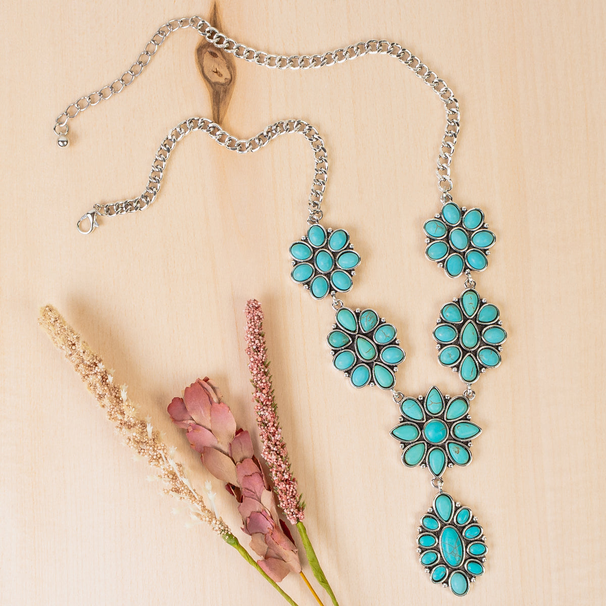 92007 - Squash Blossom Necklace - Turquoise & Silver