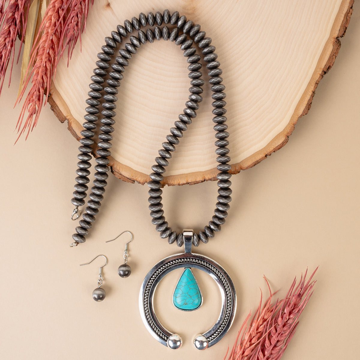 92009 - Squash Blossom Necklace - Turquoise & Silver