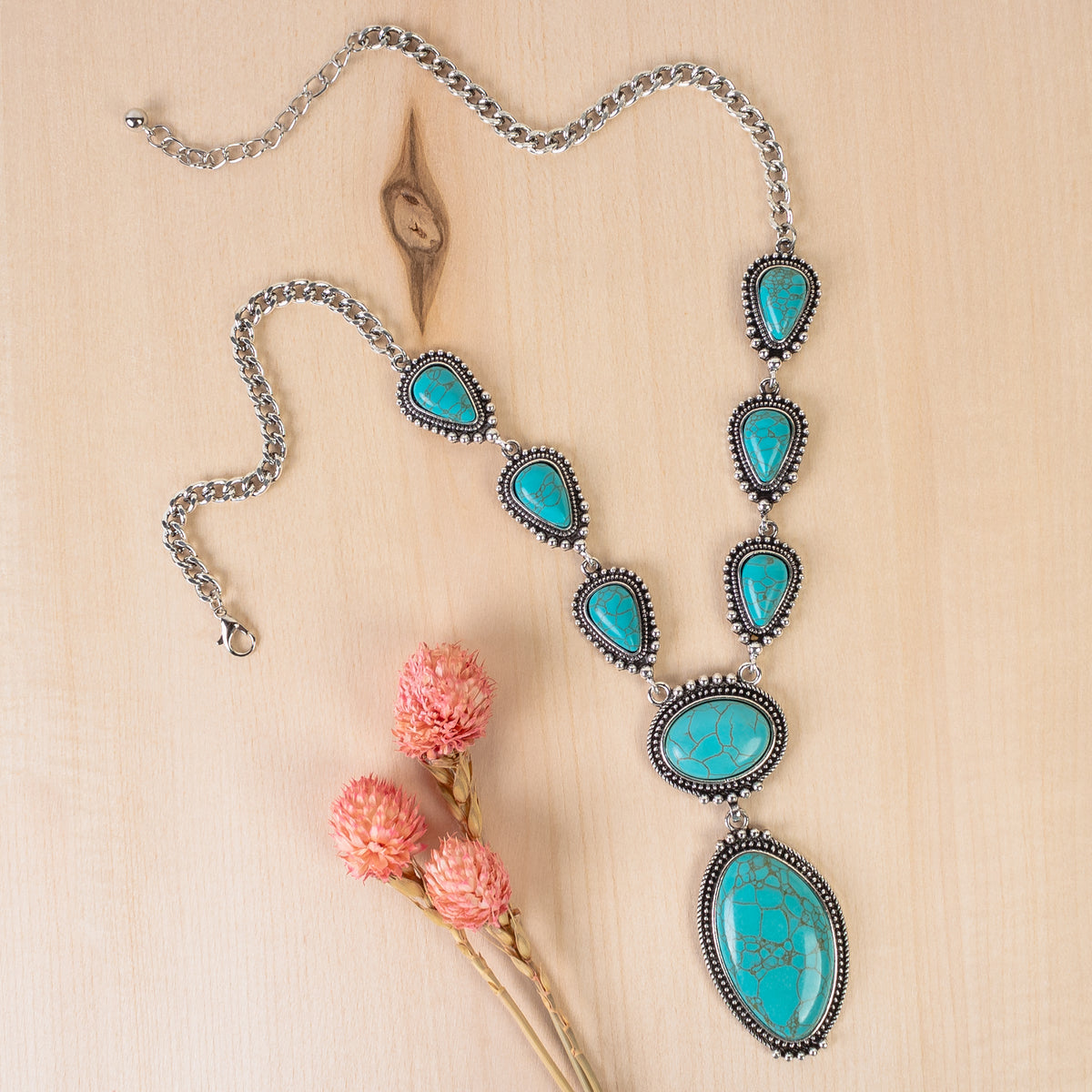 92010 - Squash Blossom Necklace - Turquoise & Silver