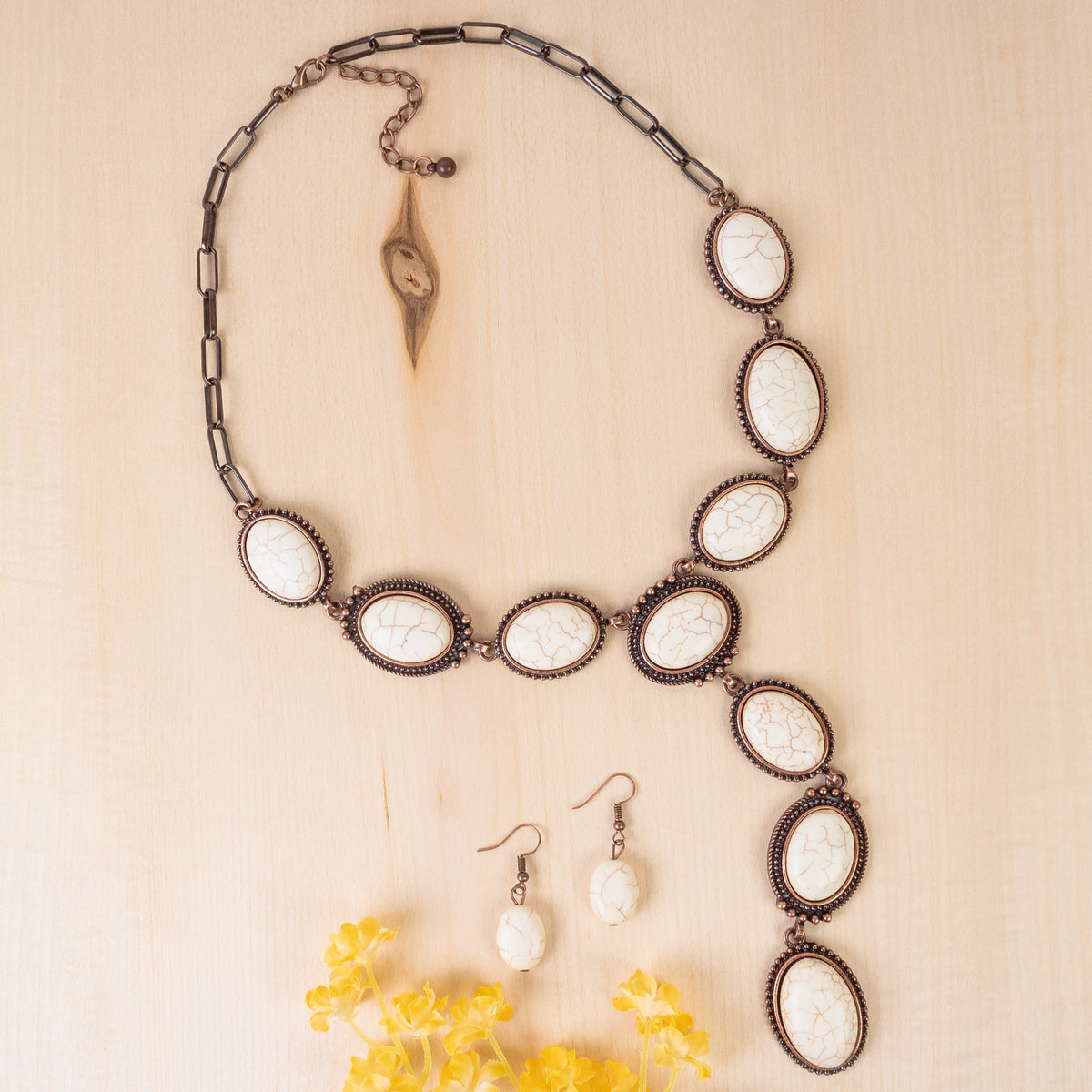 92011 - Squash Blossom Necklace - Ivory & Copper