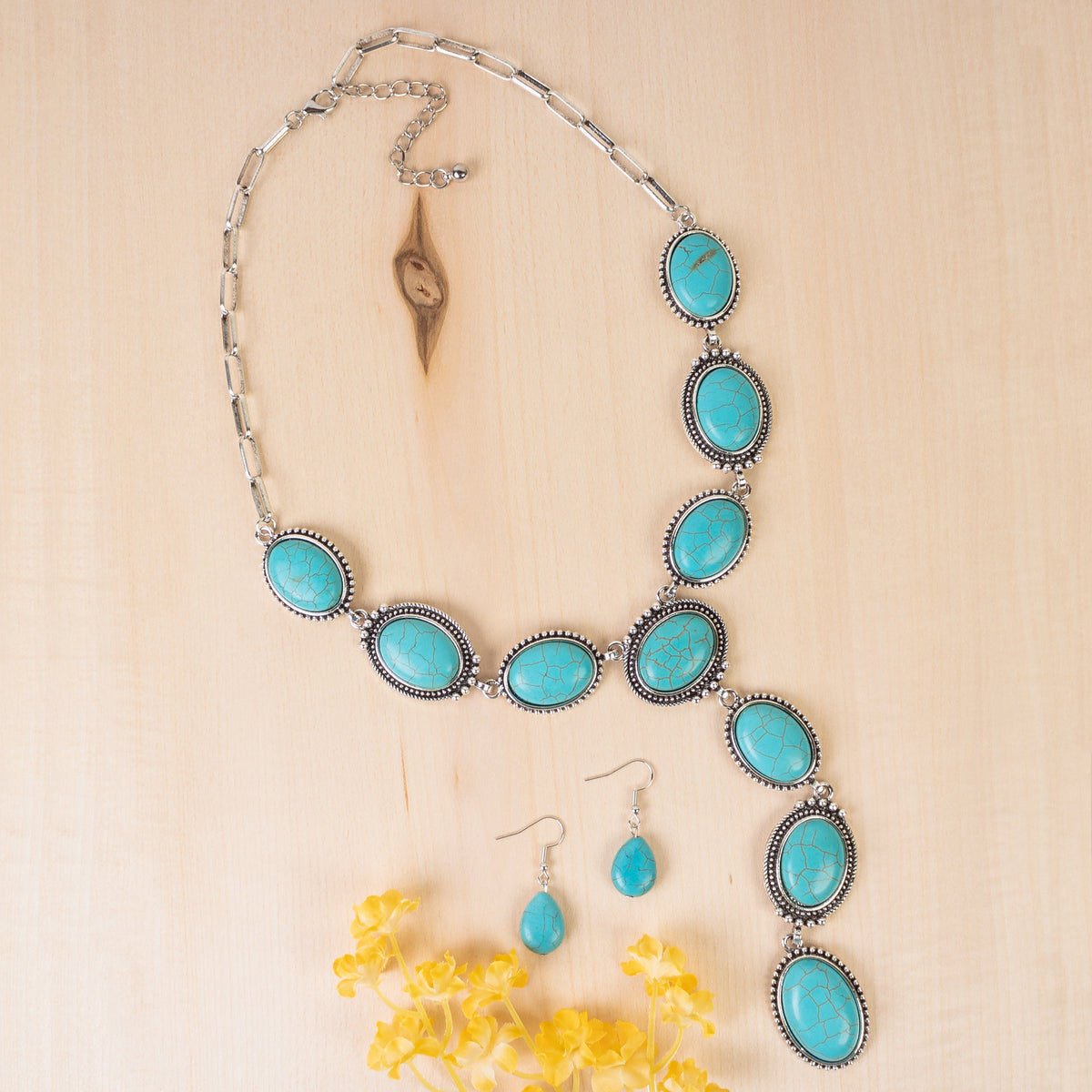 92011 - Squash Blossom Necklace - Turquoise & Silver