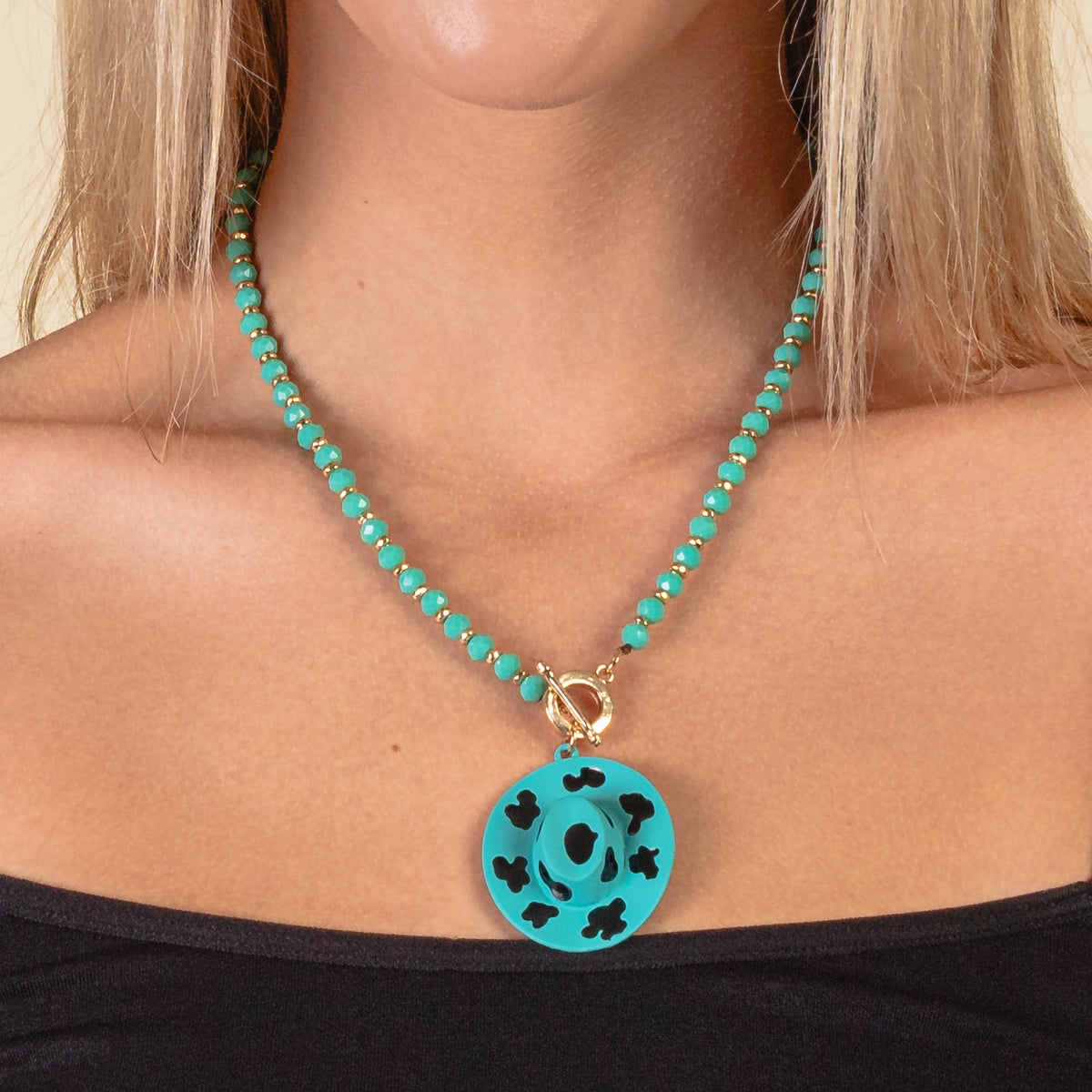 92019 - Western Cowboy Hat Necklace - Turquoise