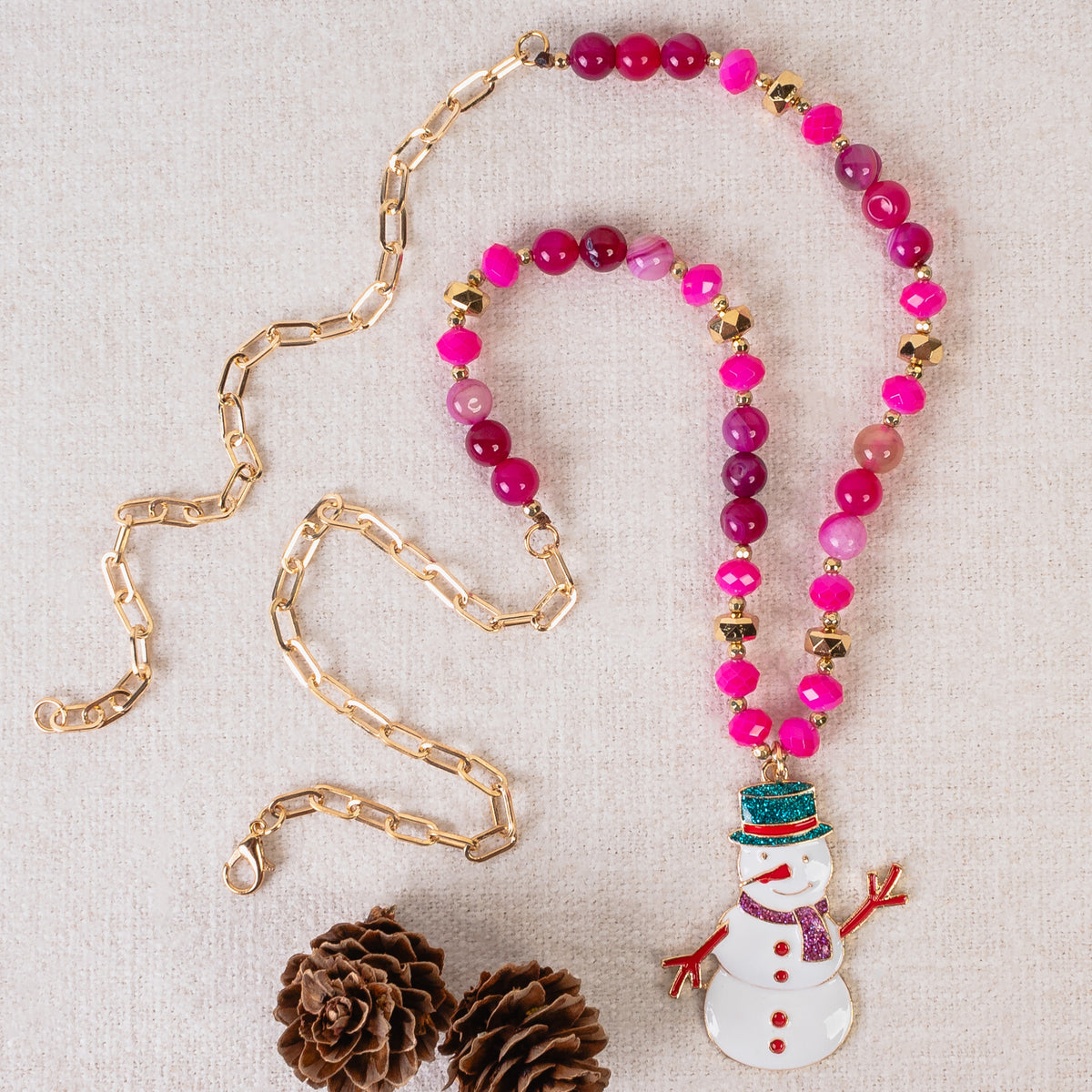 92020 - Snowman Necklace - Fuchsia