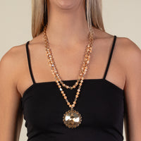 Load image into Gallery viewer, 92025 - Crystal Pendant Necklace - Gold
