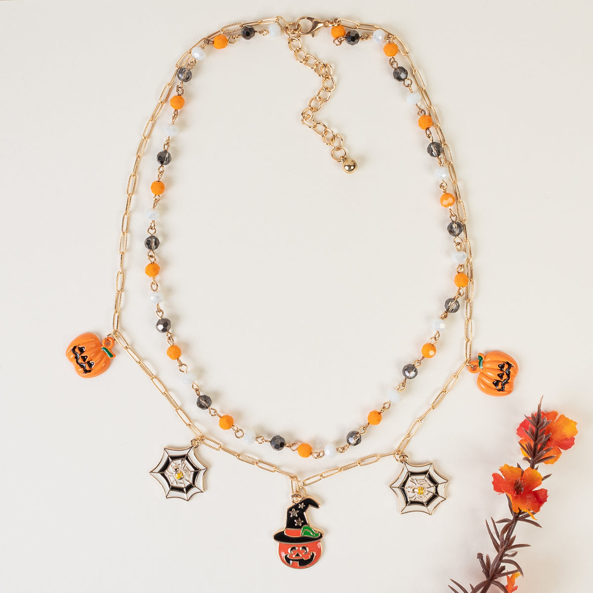 92037 - Halloween Charm Necklace - Orange