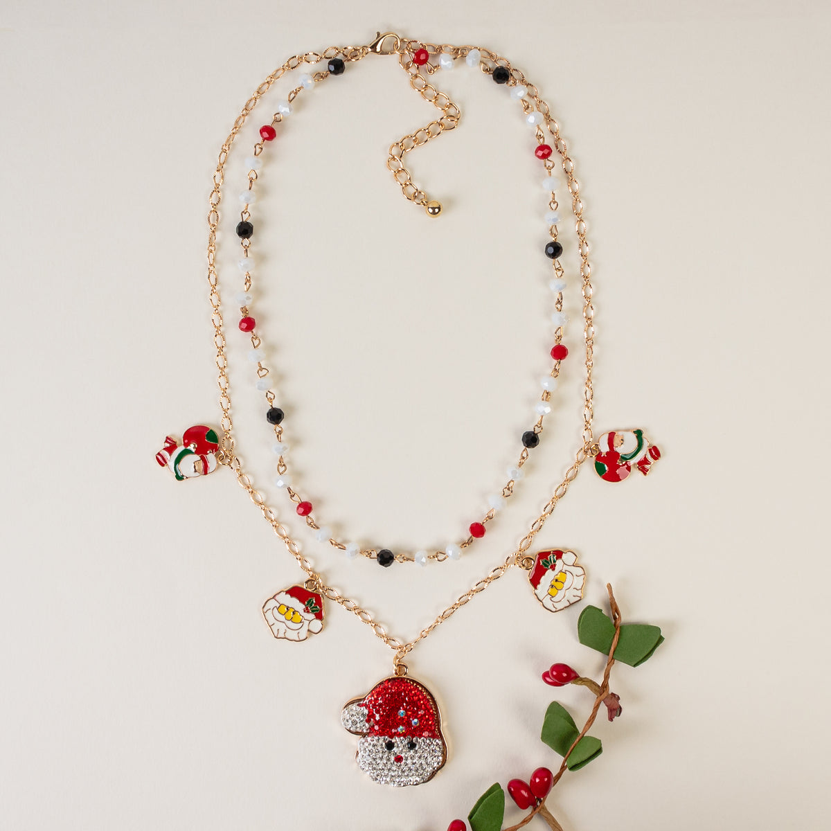 92038 - Christmas Charm Necklace - Red